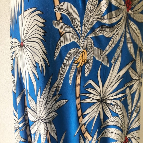 FARM RIO PALM TREE PRINT BLUE MAXI SKIRT SZ M - Picture 3 of 5